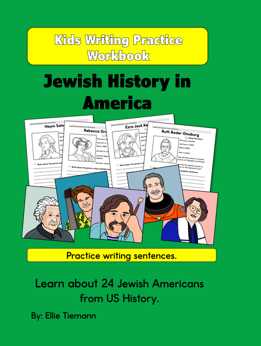 Kids Writing Practice Workbook: Jewish History in America - Instant Download