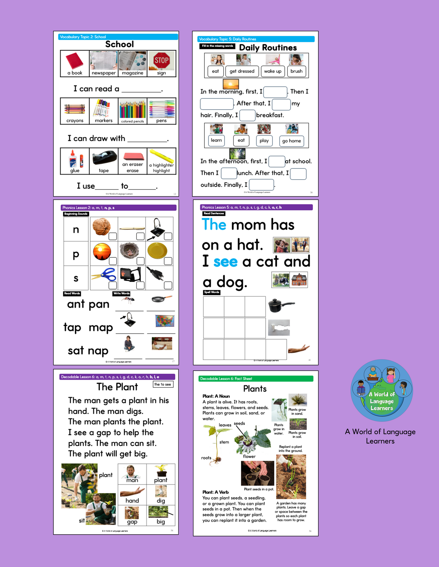 Newcomer ESL Workbook: Phonics and Vocabulary Practice With Real Photographs- Instant Download