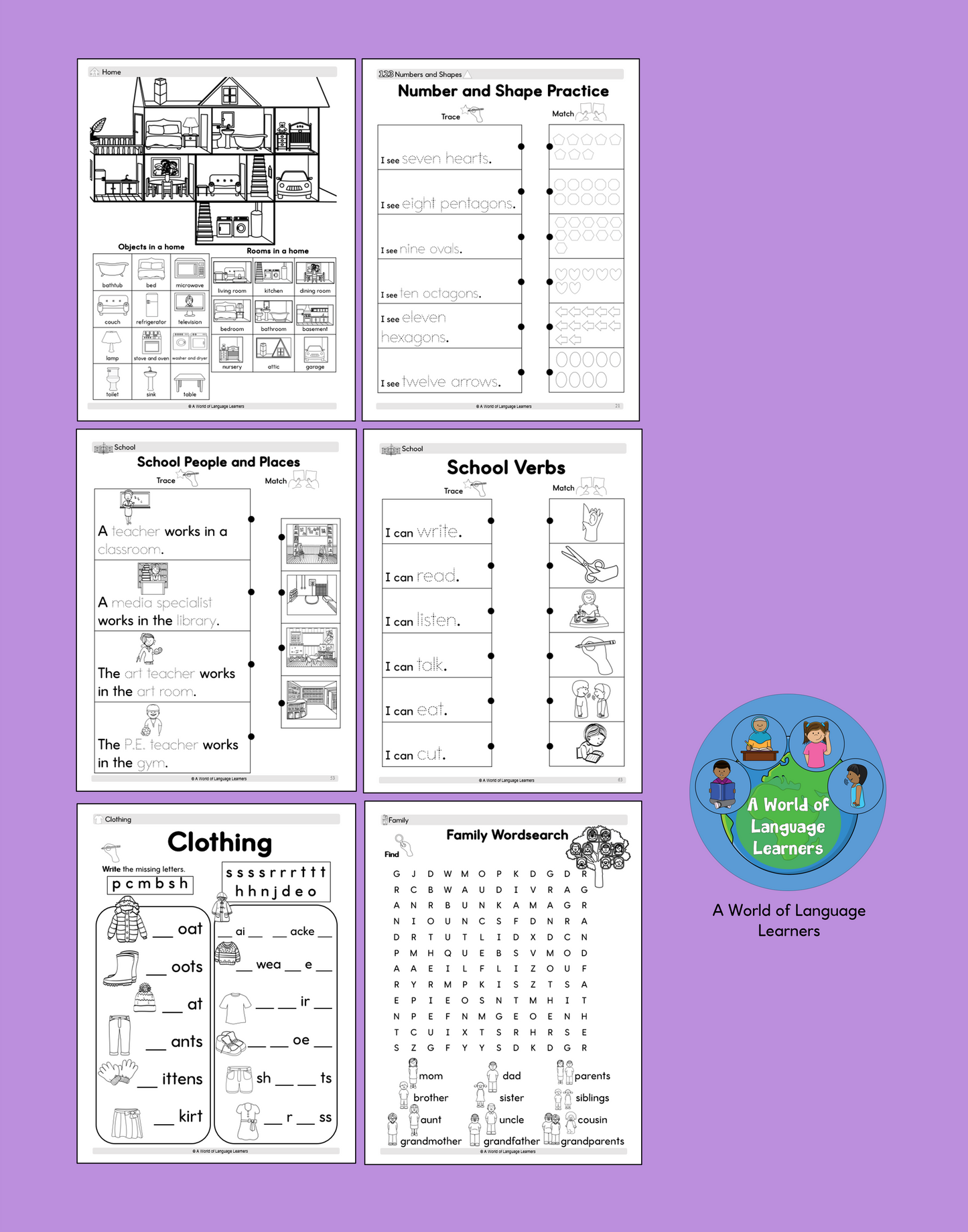 ESL Vocabulary Workbook: Newcomer Basic English - Instant Download