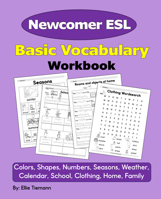 ESL Vocabulary Workbook: Newcomer Basic English - Instant Download
