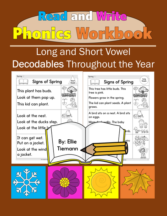 Read and Write Phonics Workbook: Decodables Throughout the Year- Instant Download