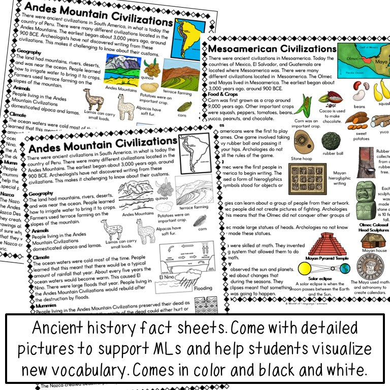 Ancient Civilizations: Andes Mountion, Mesoamerica Information