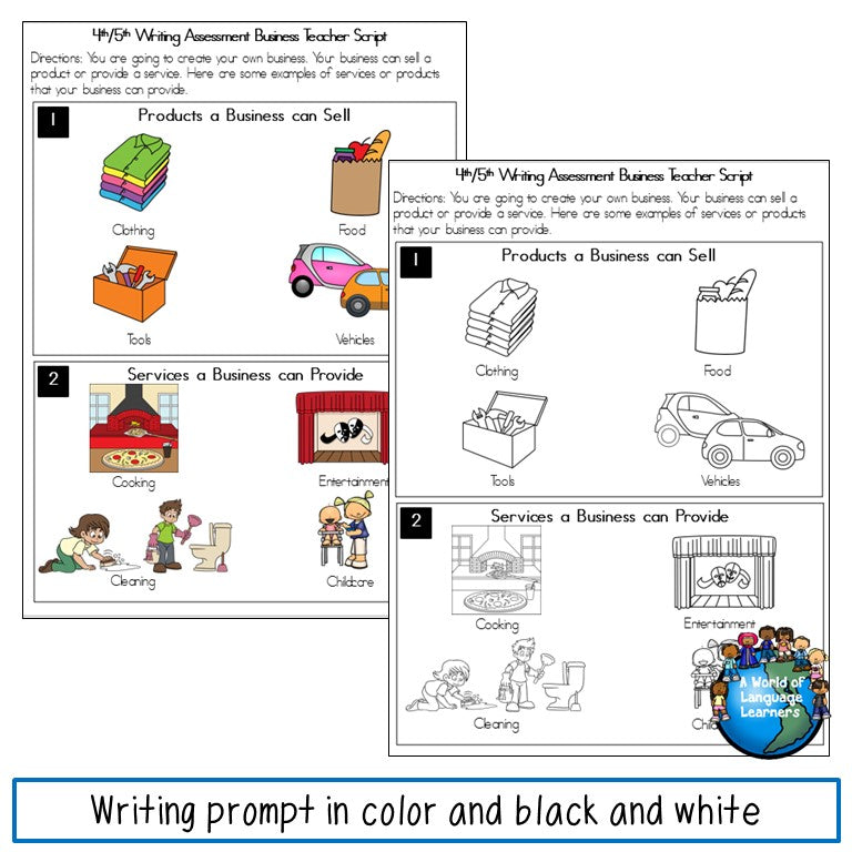 ESL Writing Assessments 4th and 5th Grade Print and Digital