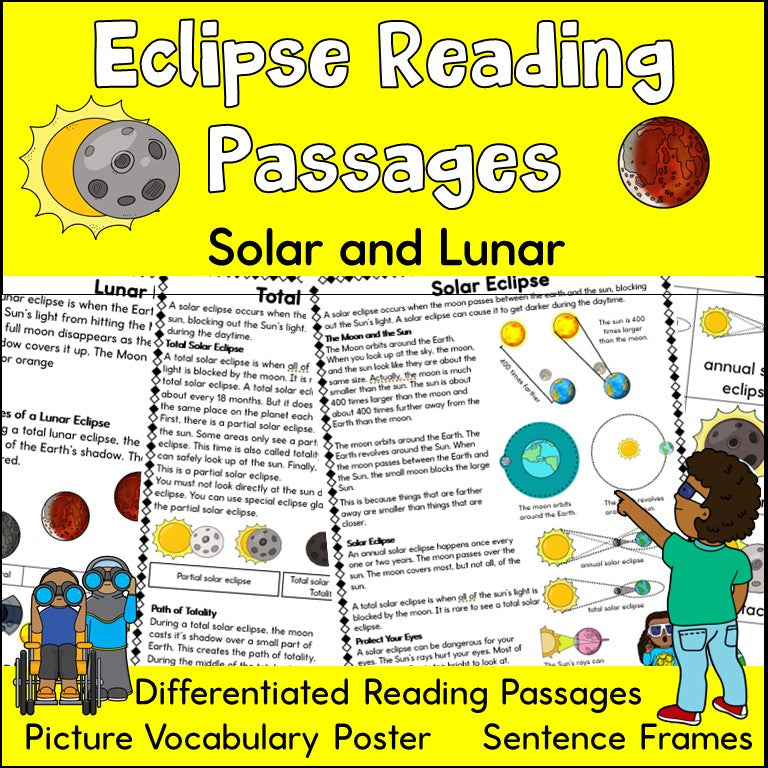 Solar Eclipse and Lunar Eclipse Reading Passages - Compare and Contrast