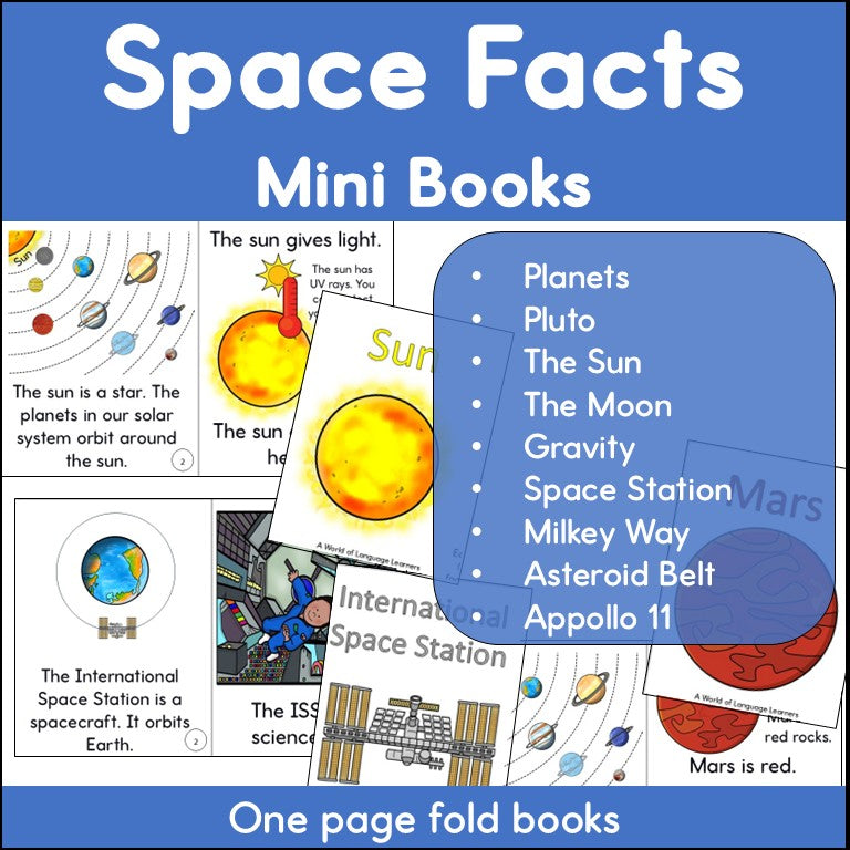 Space Facts One Page Printable Books - Learn About Solar System & Planets