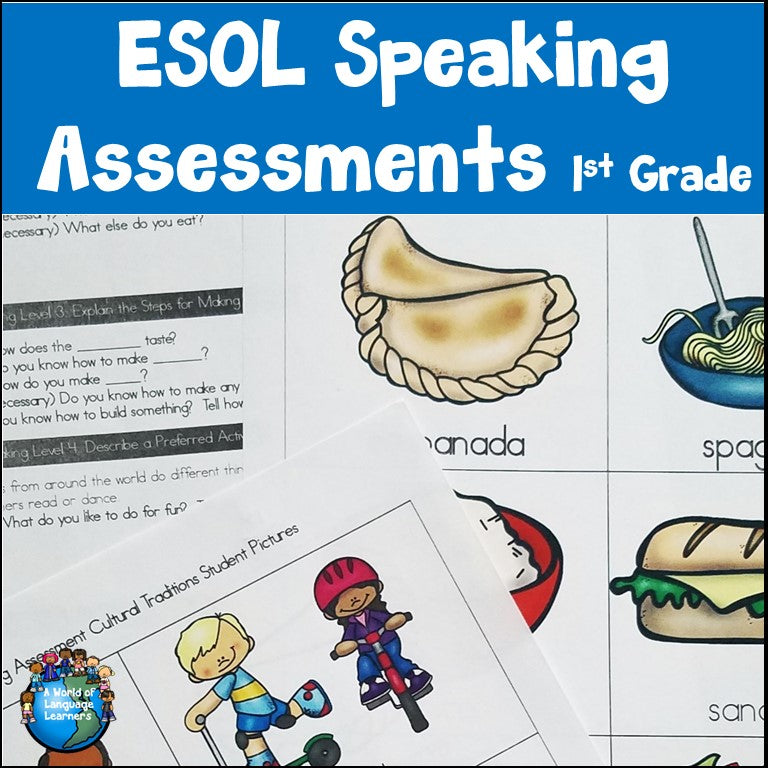 ESL Speaking Assessments First Grade Print and Digital