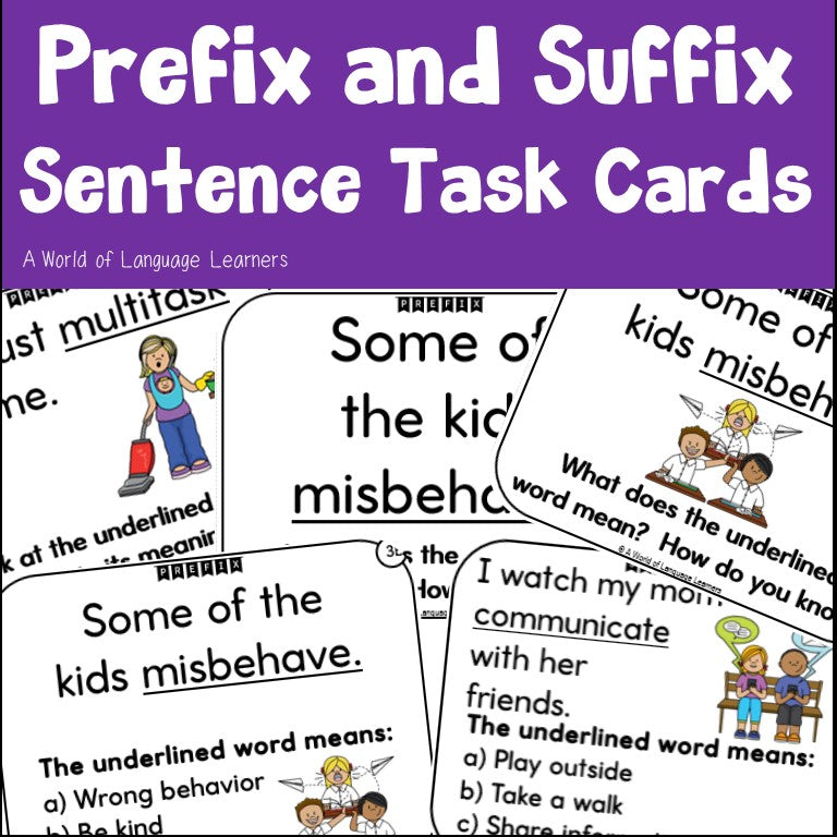 Prefix and Suffix Sentence Task Cards