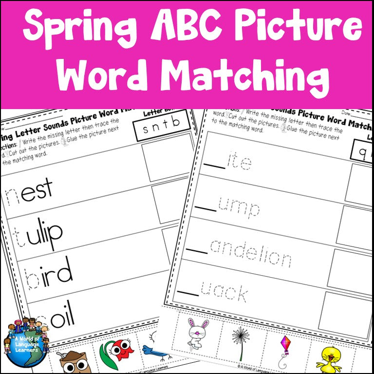 Spring Alphabet Picture Word Matching