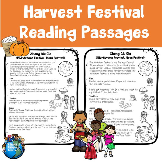 Harvest Celebration Reading Passages and Picture Vocabulary