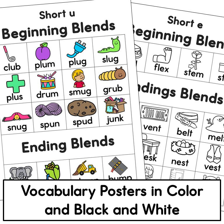 Blends Short Vowel Phonics - Read, Trace, Find Practice Worksheets