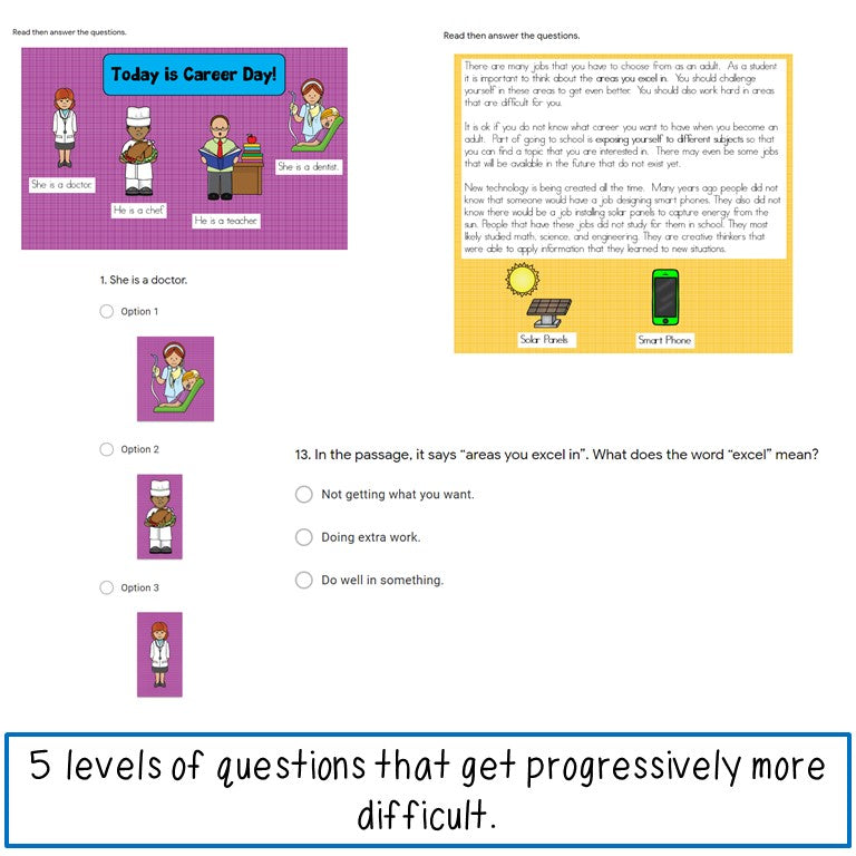 ESL Reading Assessments 4th and 5th Grade Print and Digital