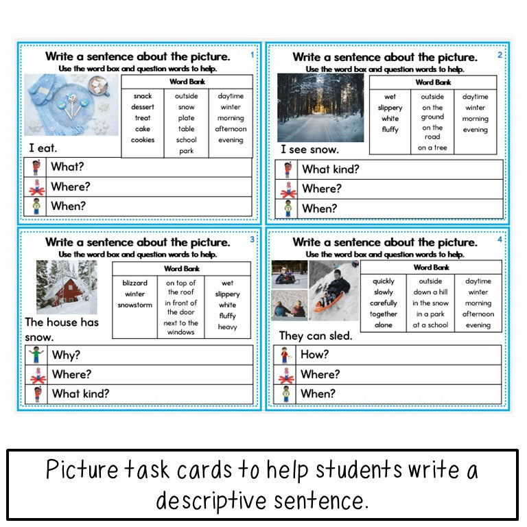 Winter Picture Writing Prompt Task Cards