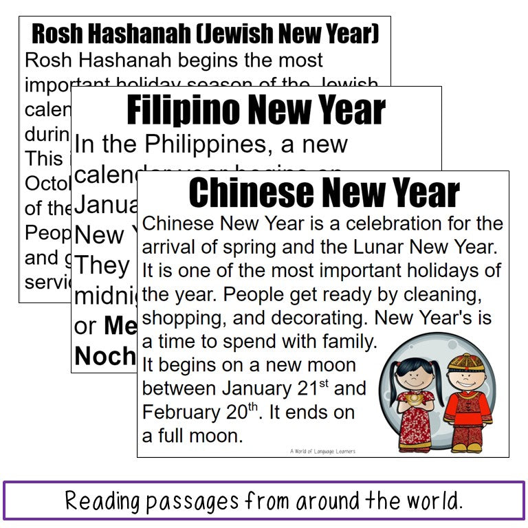 New Years Around the World Reading Passages