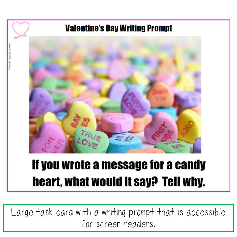 Valentine's Day Picture Writing Prompt Task Cards | Sentence Writing