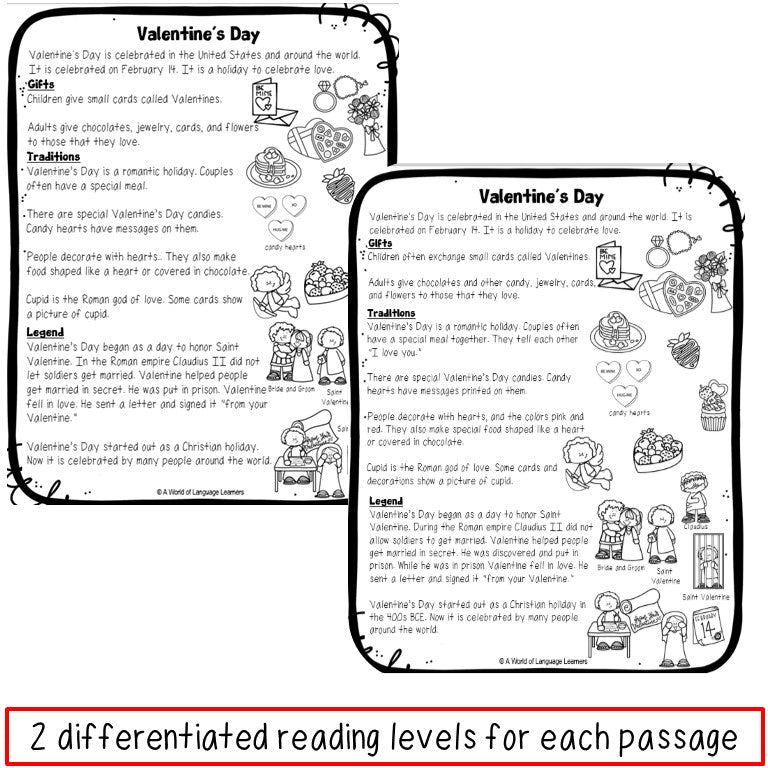 Love Holiday Reading Passages