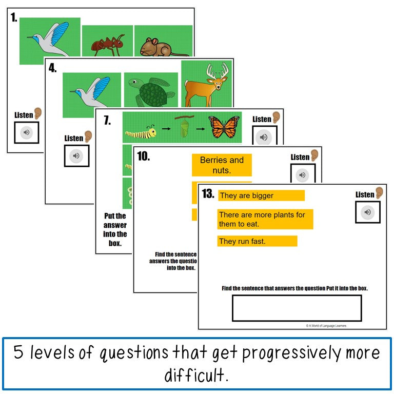 ESL Listening Assessments First Grade Print and Digital