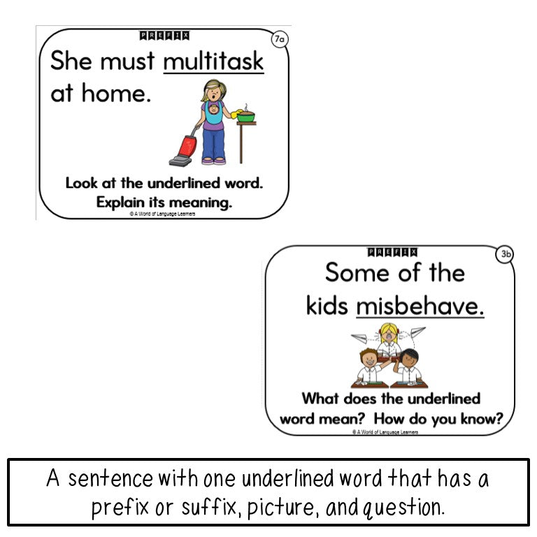 Prefix and Suffix Sentence Task Cards