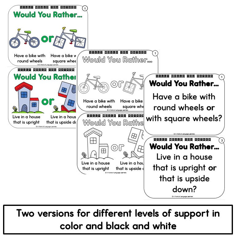 Silly Would You Rather Opinion Task Cards