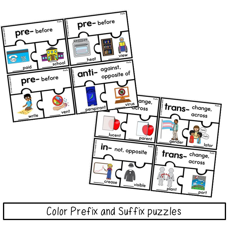 Prefix and Suffix Puzzles - Vocabulary Practice