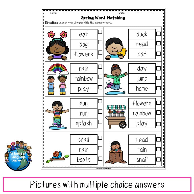 Spring Picture Word Matching