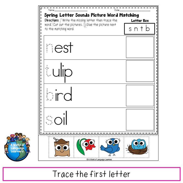 Spring Alphabet Picture Word Matching