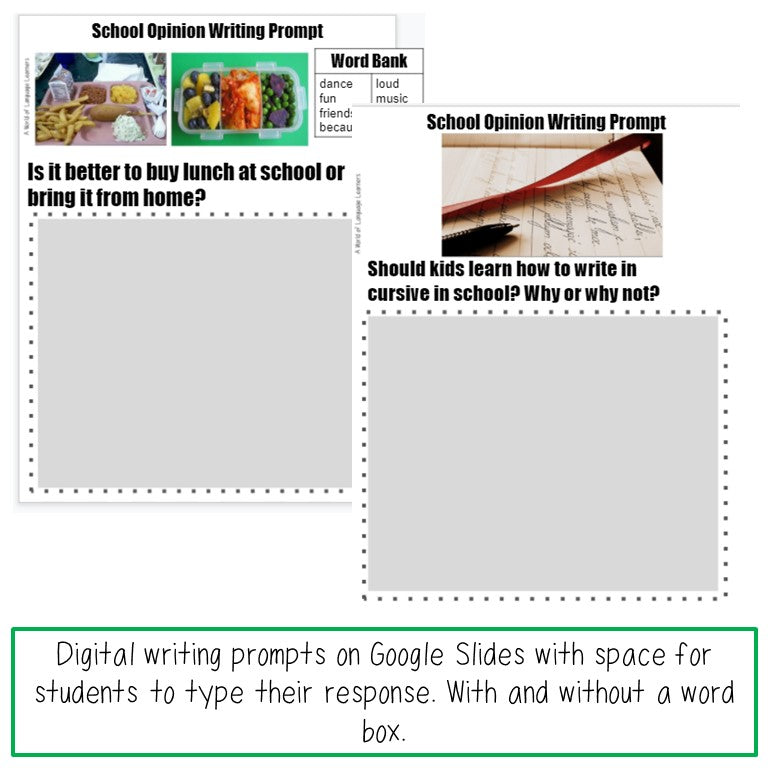 School Opinion Writing Prompts