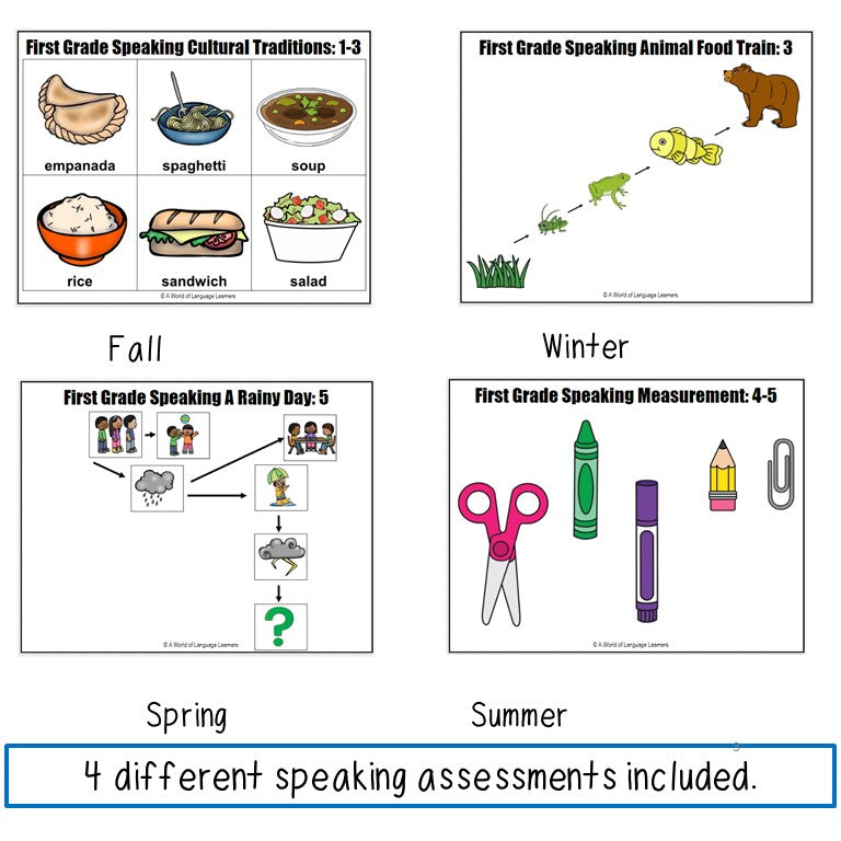 ESL Speaking Assessments First Grade Print and Digital