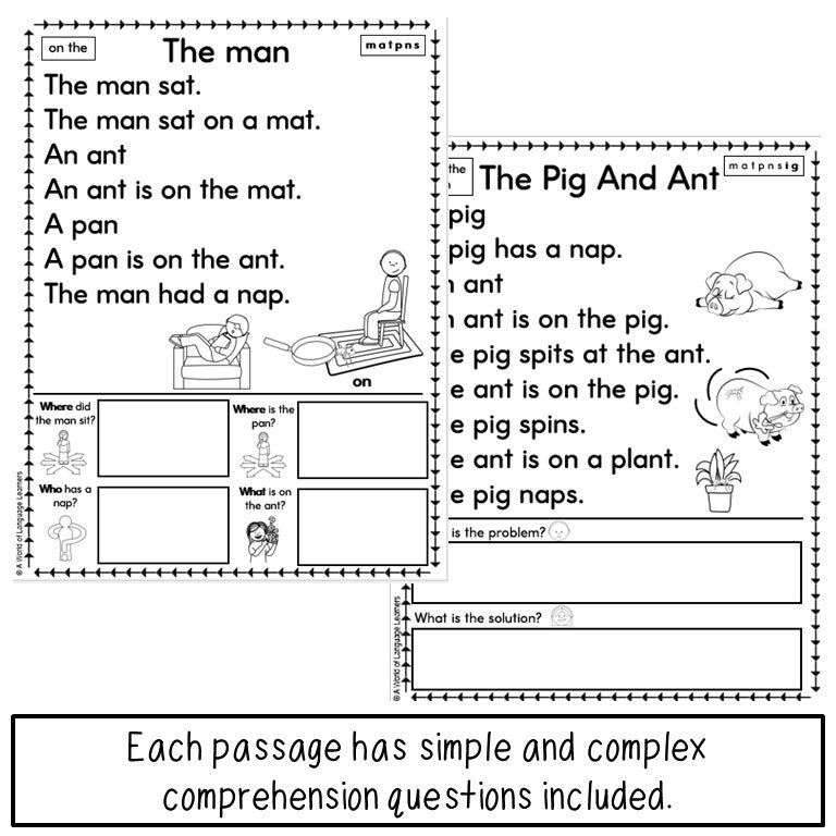 Short Vowel Decodable Texts Newcomer Phonics | Reading Passages with Questions