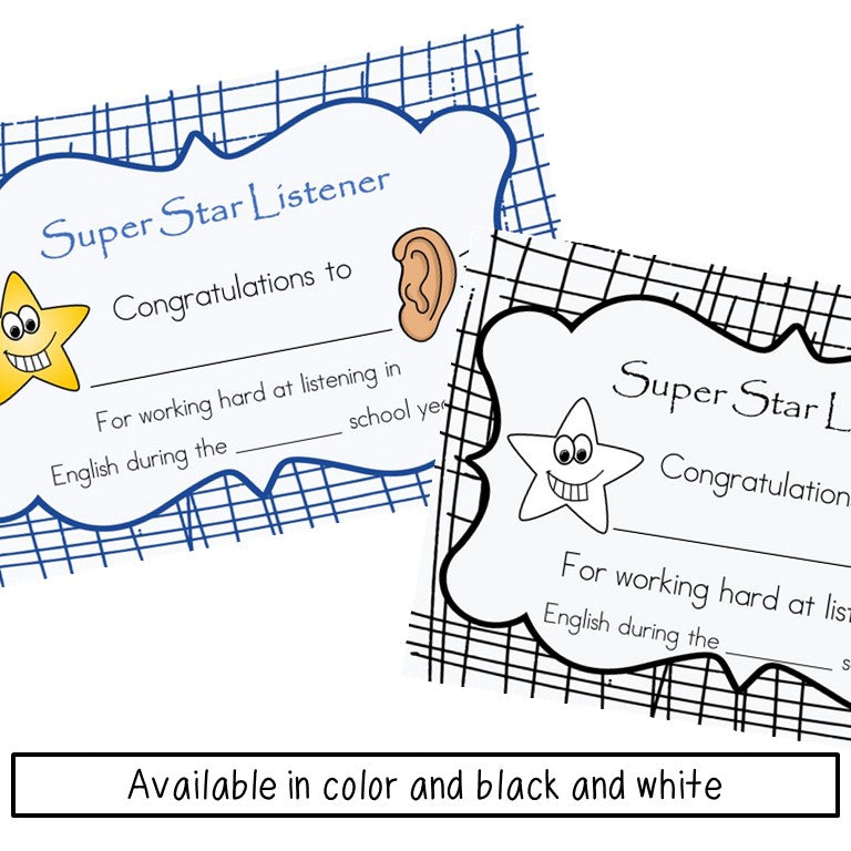 ELD Award Certificates - ESOL end of year awards