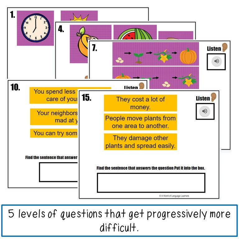 ESL Listening Assessments Second and Third Grade Print and Digital