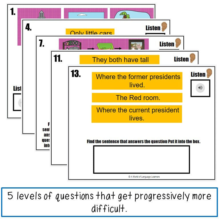ESL Listening Assessments 4th and 5th Grade Print and Digital