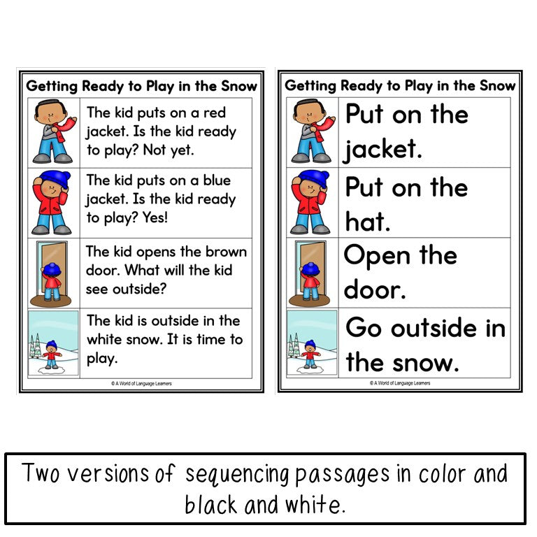 Winter Activities Sequencing Practice