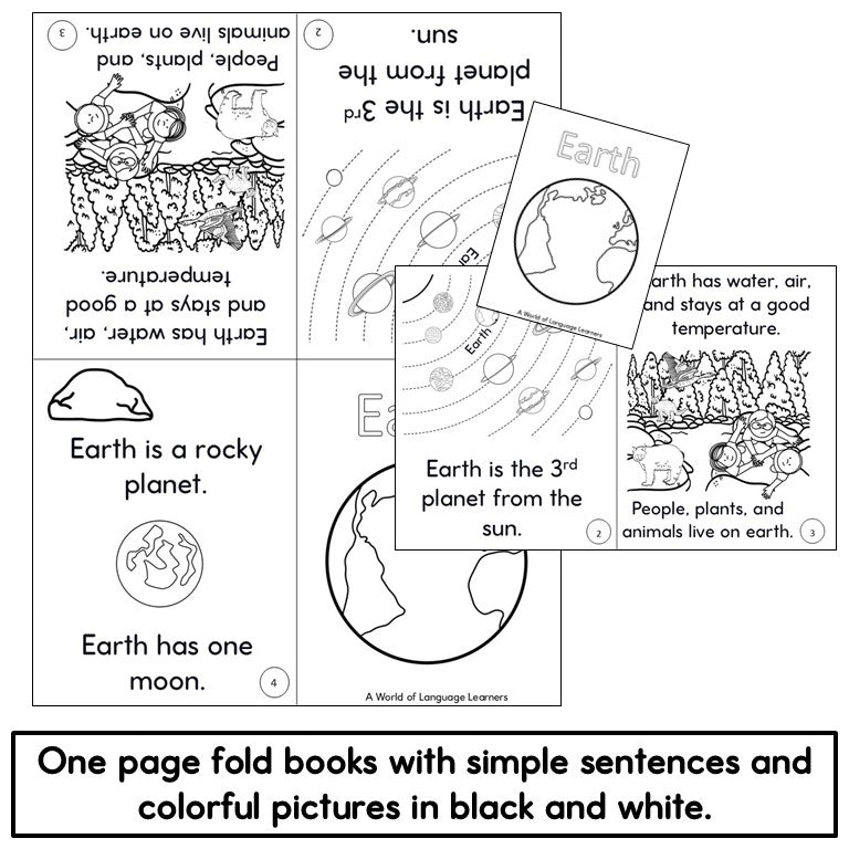 Space Facts One Page Printable Books - Learn About Solar System & Planets