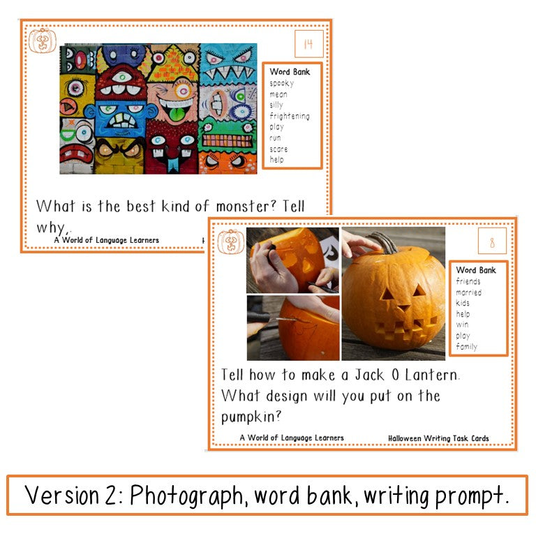 Halloween Writing Task Cards
