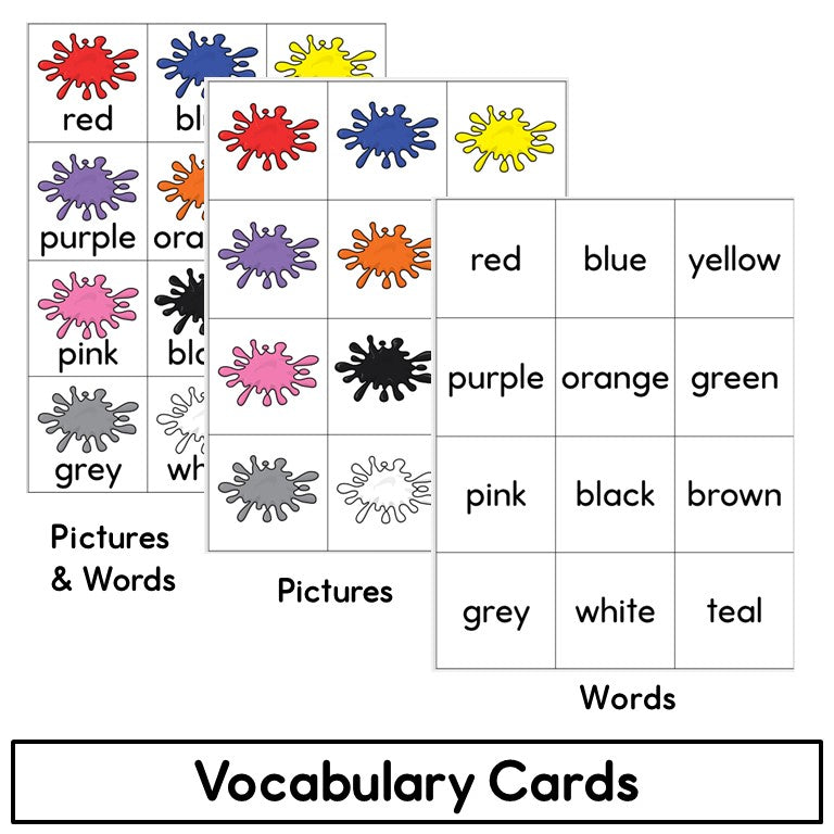 Newcomer ESL Vocabulary Cards- Colors, Shapes, Numbers Sorts and Matching