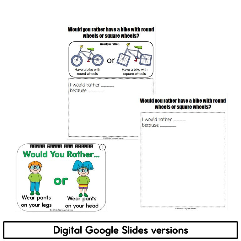 Silly Would You Rather Opinion Task Cards