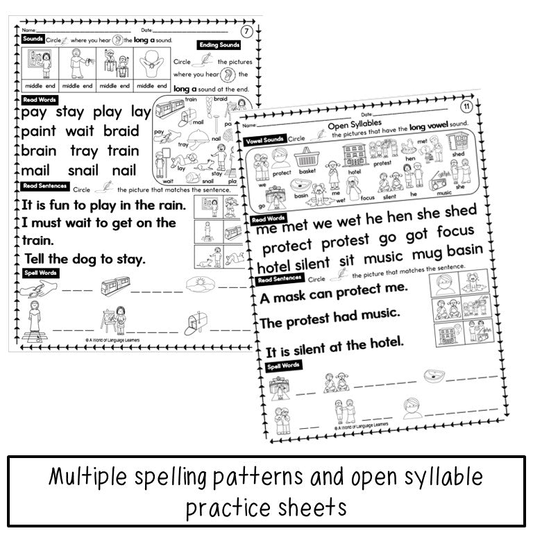 Long Vowel Newcomer Phonics Practice