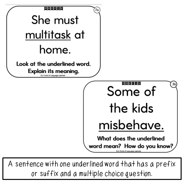Prefix and Suffix Sentence Task Cards