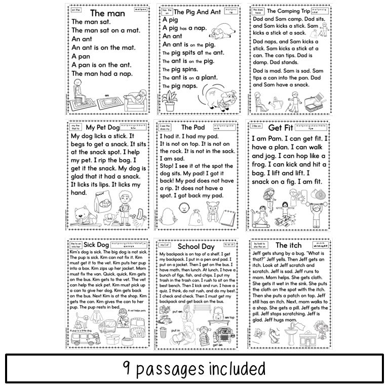 Short Vowel Decodable Texts Newcomer Phonics | Reading Passages with Questions