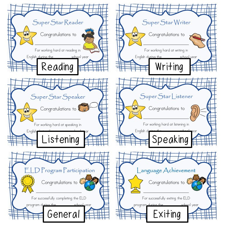 ELD Award Certificates - ESOL end of year awards