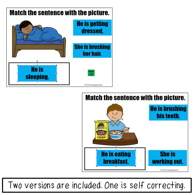 Daily Routines Sentence Practice Print and Digital