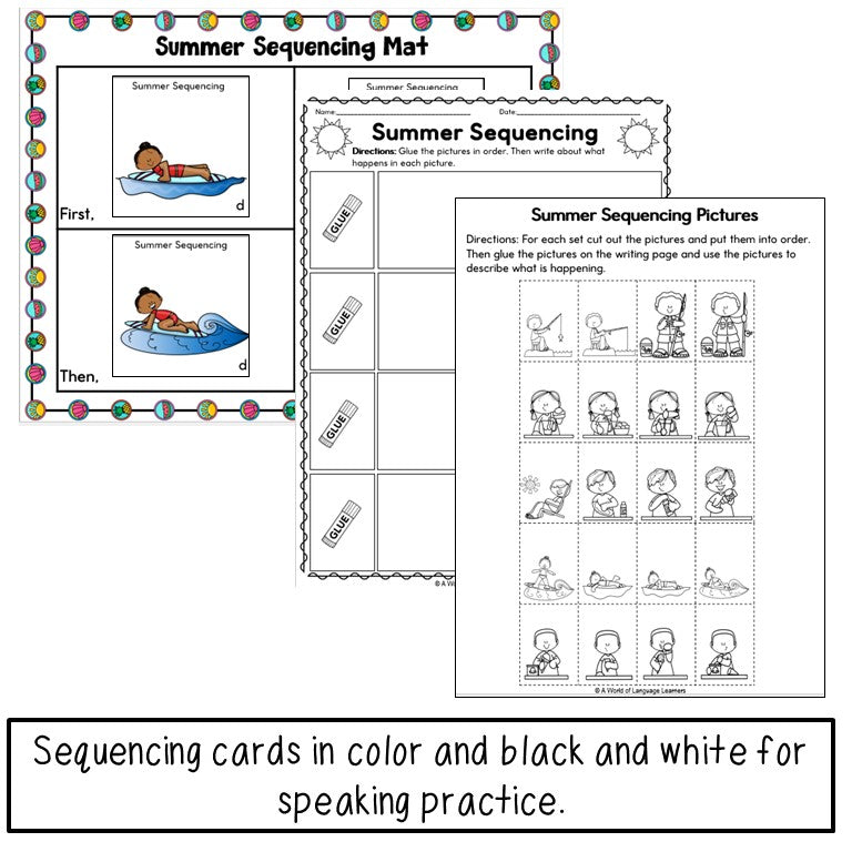 Summer Activities Sequencing Practice