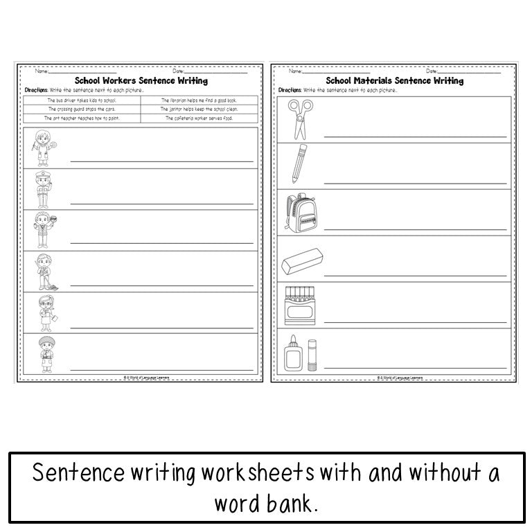 School Sentence Practice Print and Digital