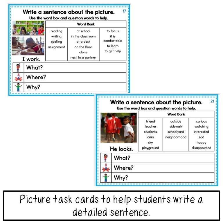 School Picture Writing Prompt Task Cards