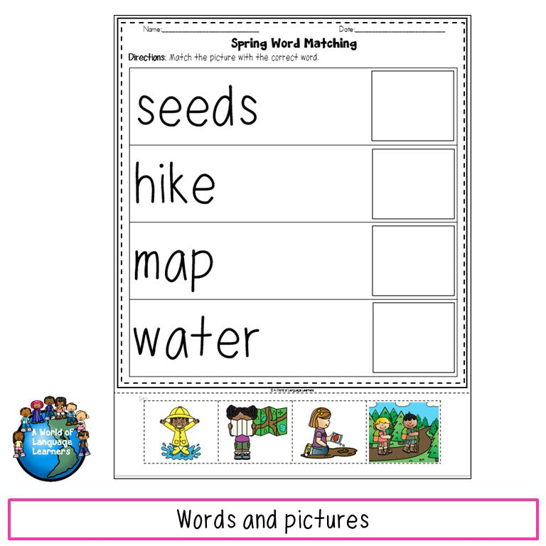 Spring Picture Word Matching