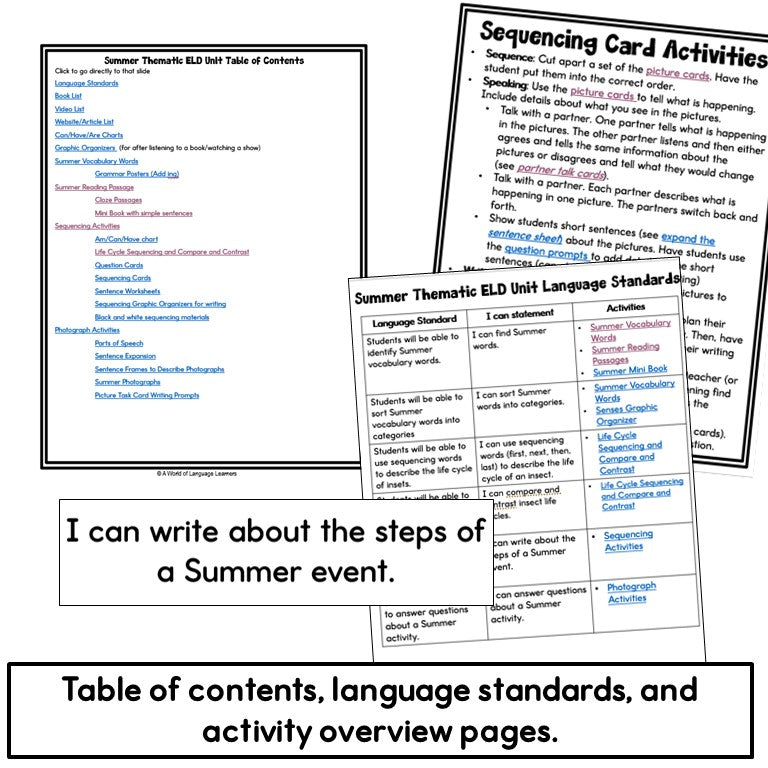 Summer Thematic ELD Unit