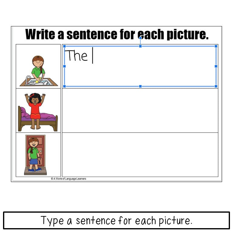 Daily Routines Sentence Practice Print and Digital