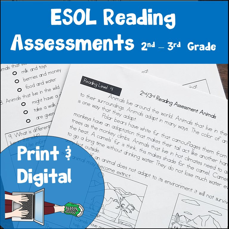 ESL Reading Assessments Second and Third Grade Print and Digital