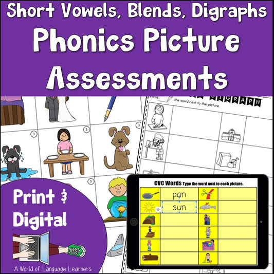 Short Vowel Picture Phonics Assessments