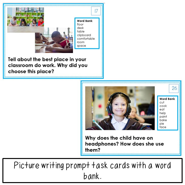 School Picture Writing Prompt Task Cards